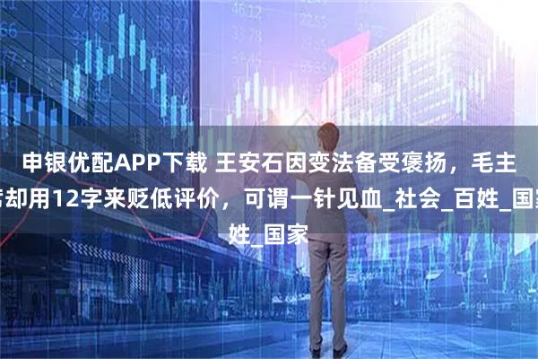 申银优配APP下载 王安石因变法备受褒扬，毛主席却用12字来贬低评价，可谓一针见血_社会_百姓_国家